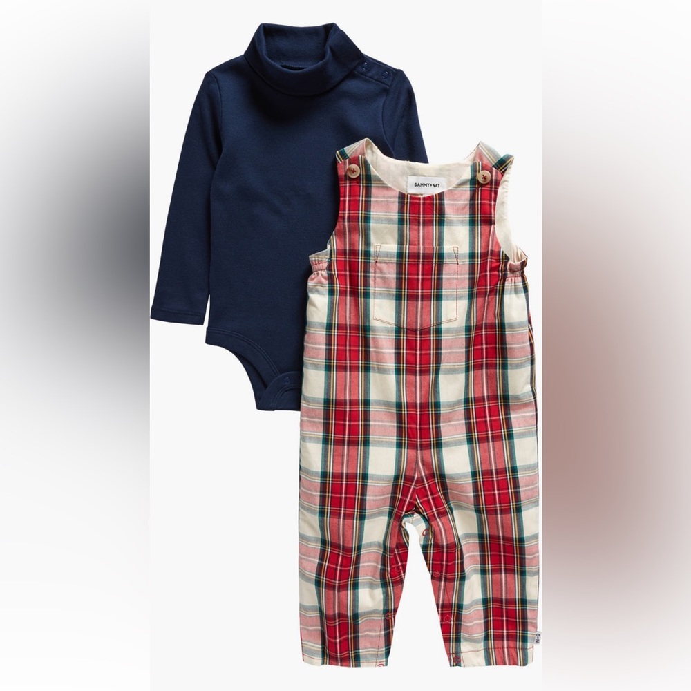 Sammy + Nat Navy turtleneck and Plaid Set